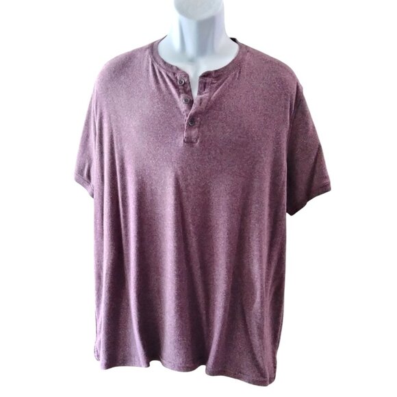 Apt.9 XXL Premier Flex Heathered Henley Burgundy T-Shirt - Picture 2 of 7